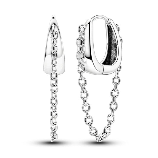 Pangama Jewelry Earrings Sleek Chain Drop Huggie Hoops