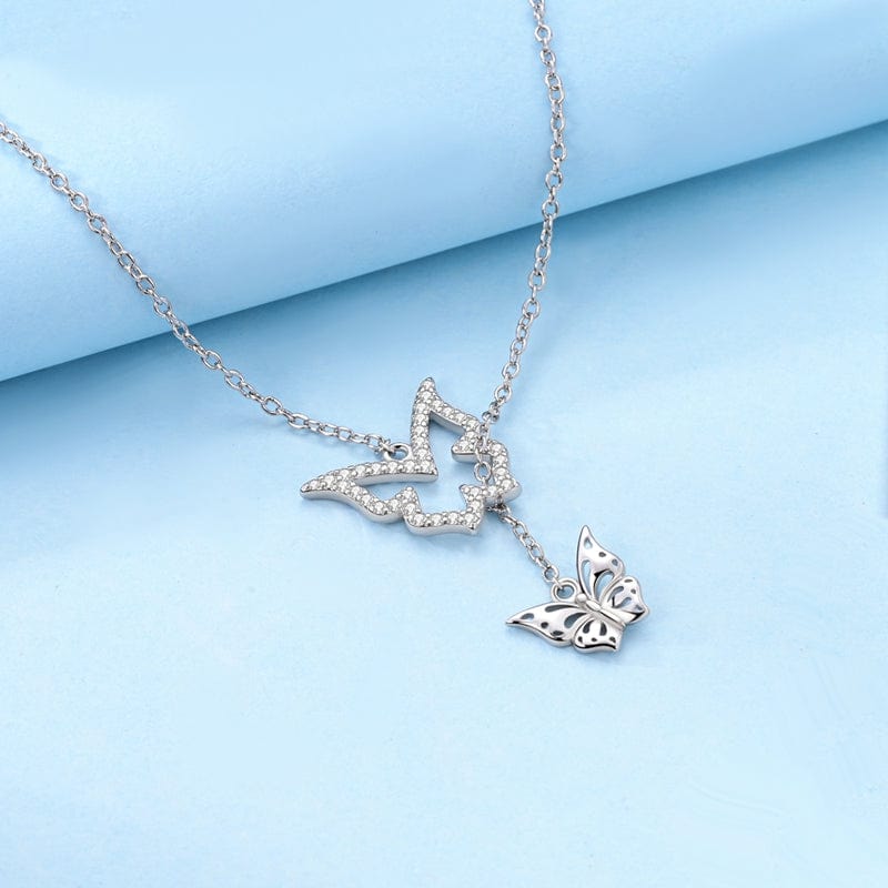 Pangama Jewelry Necklaces Dazzling Duo Butterfly Pendant Necklace