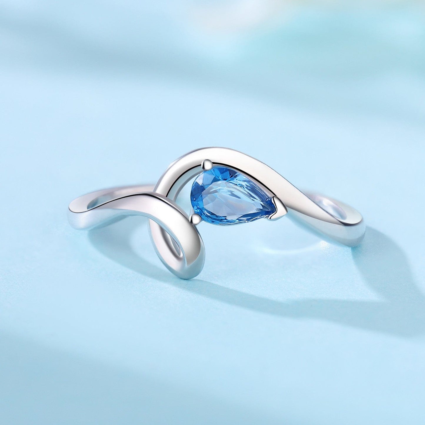 Pangama Jewelry Ring Blue Wave Twist Open Band Ring