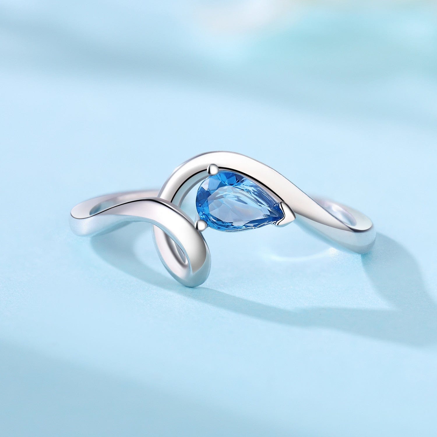 Pangama Jewelry Ring Blue Wave Twist Open Band Ring