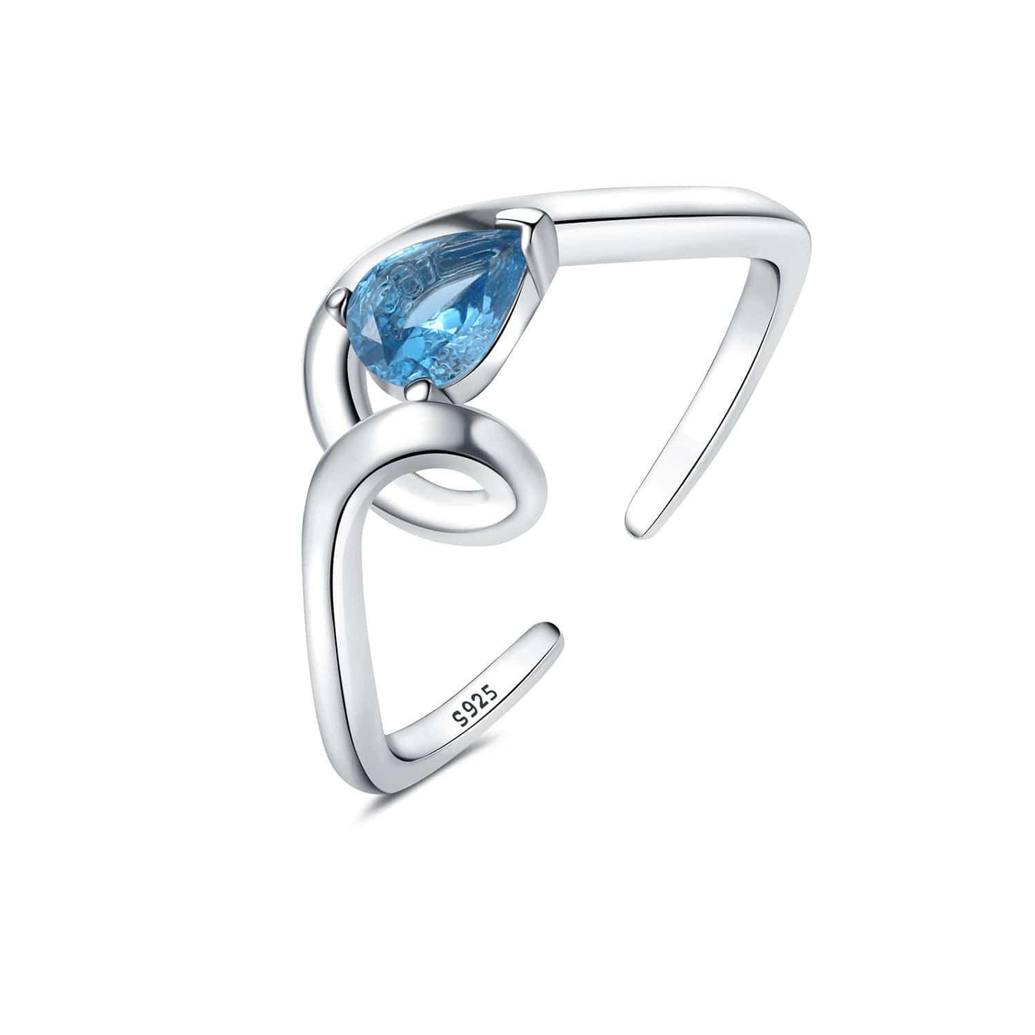 Pangama Jewelry Ring Blue Wave Twist Open Band Ring