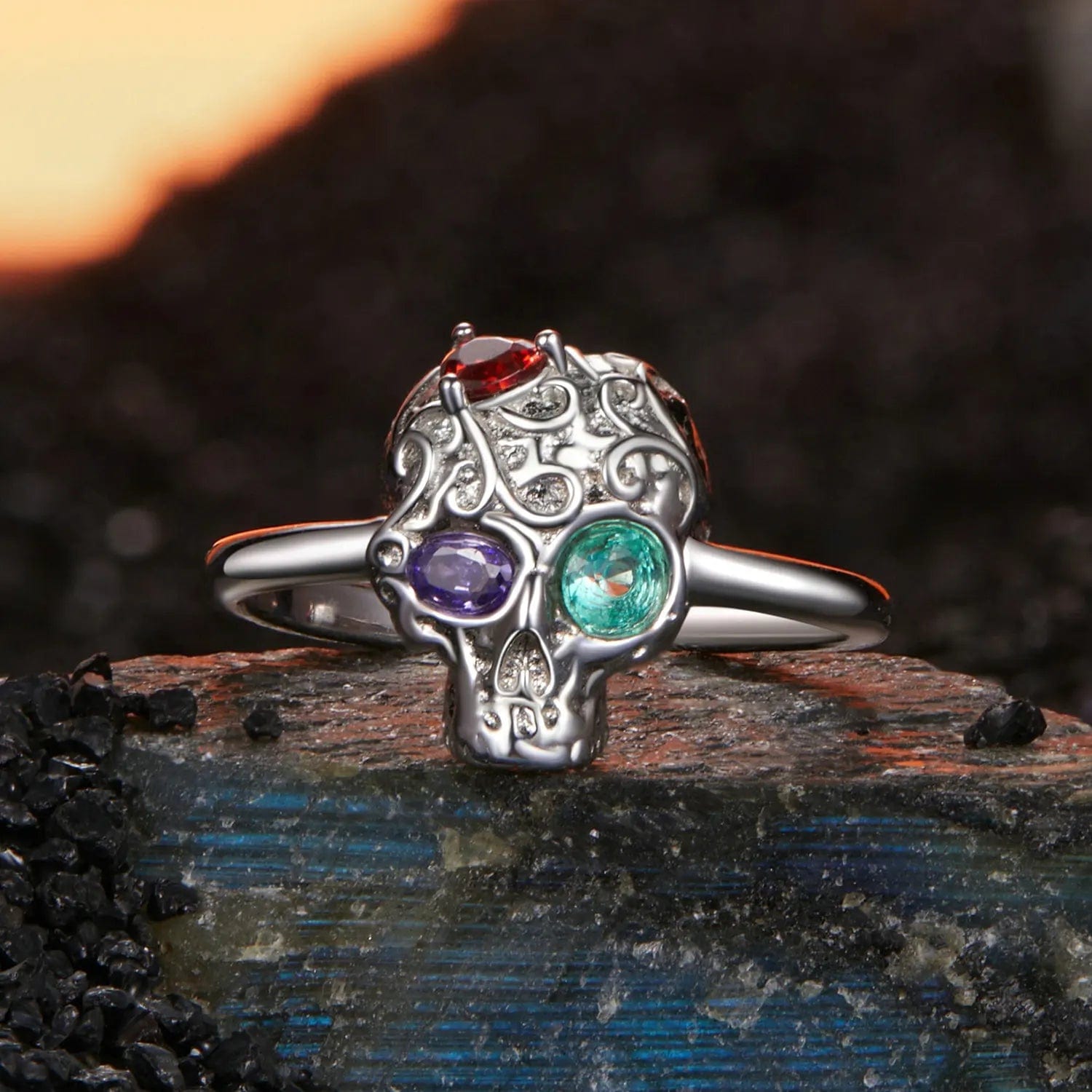 Pangama Jewelry Ring Gothic Skull Head Ring