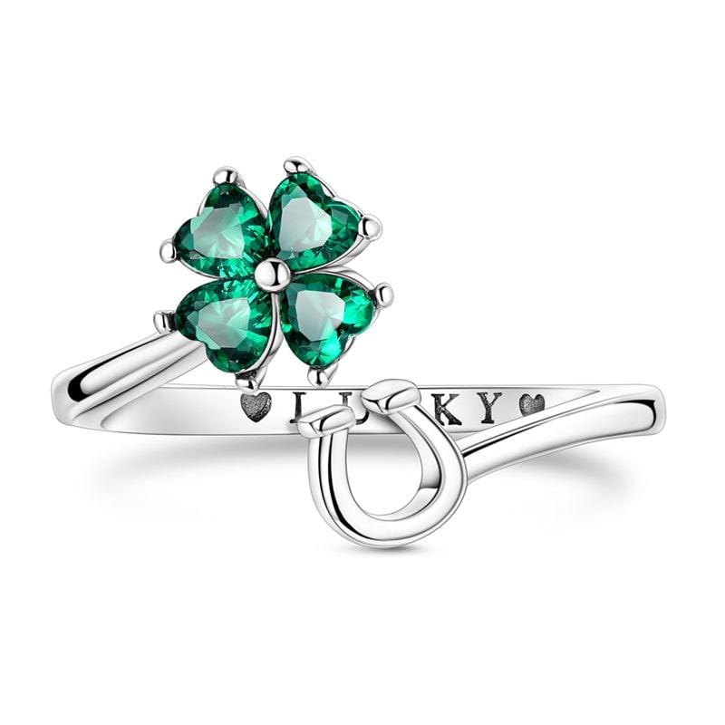 Pangama Jewelry Ring Lucky Charm Four-Leaf Clover & Horseshoe Ring