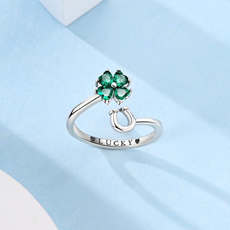 Pangama Jewelry Ring Lucky Charm Four-Leaf Clover & Horseshoe Ring