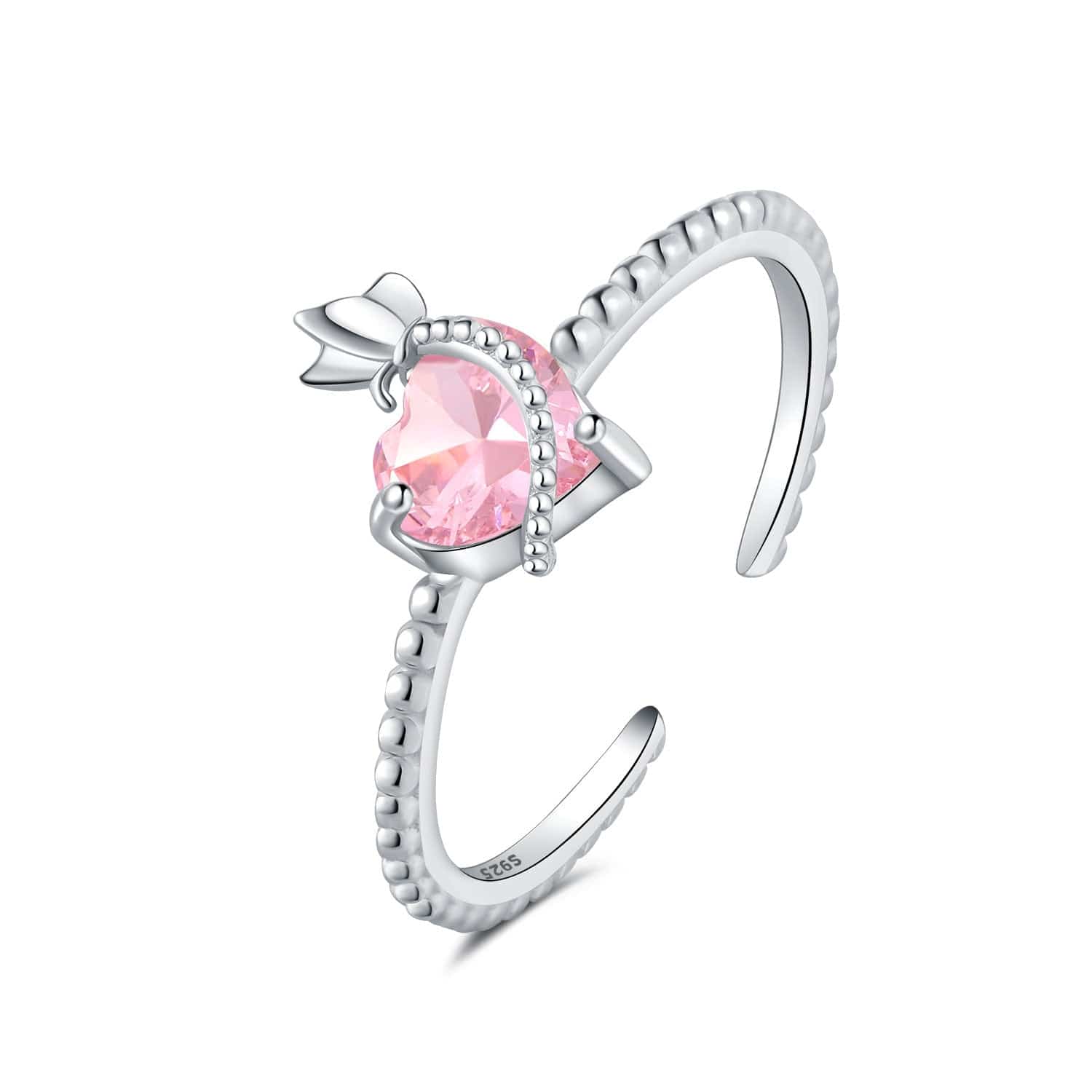 Pangama Jewelry Ring Pink Sparkle Heart-Embrace Ring