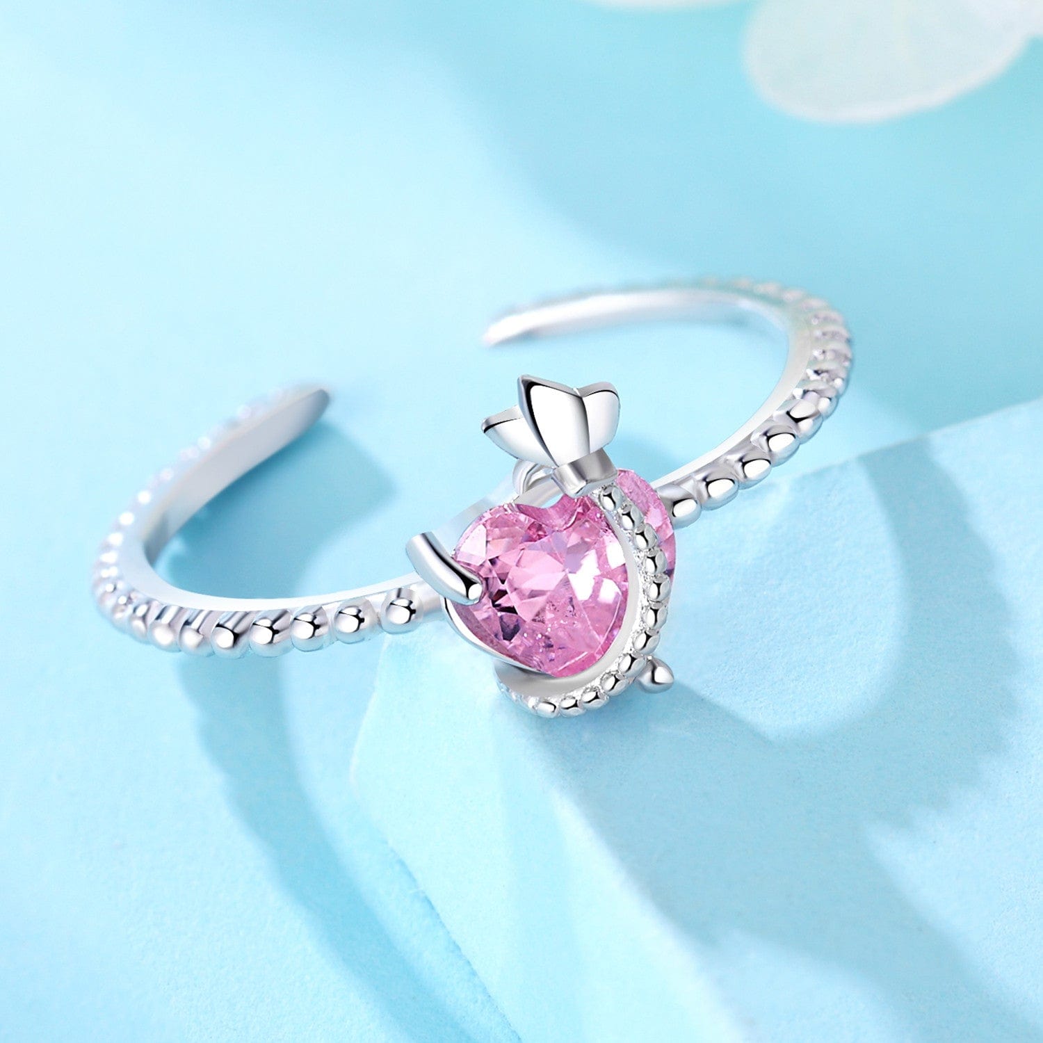 Pangama Jewelry Ring Pink Sparkle Heart-Embrace Ring