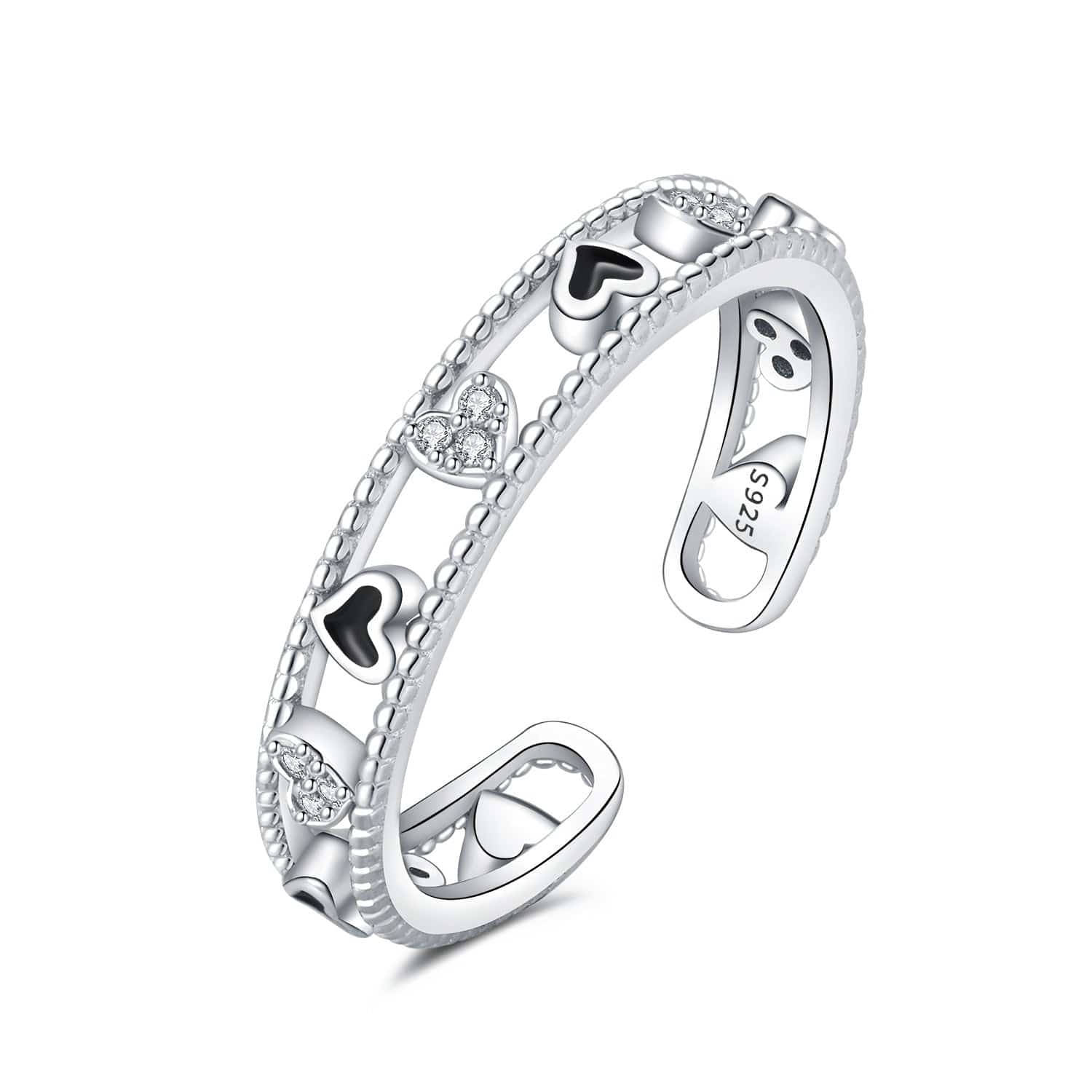 Pangama Jewelry Ring Romantic Open Heart Ring with Crystal Details