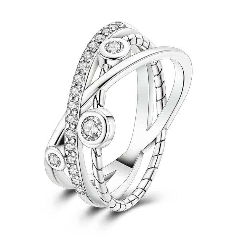 Pangama Jewelry Ring Sparkling Halo Multi-Band Silver Ring