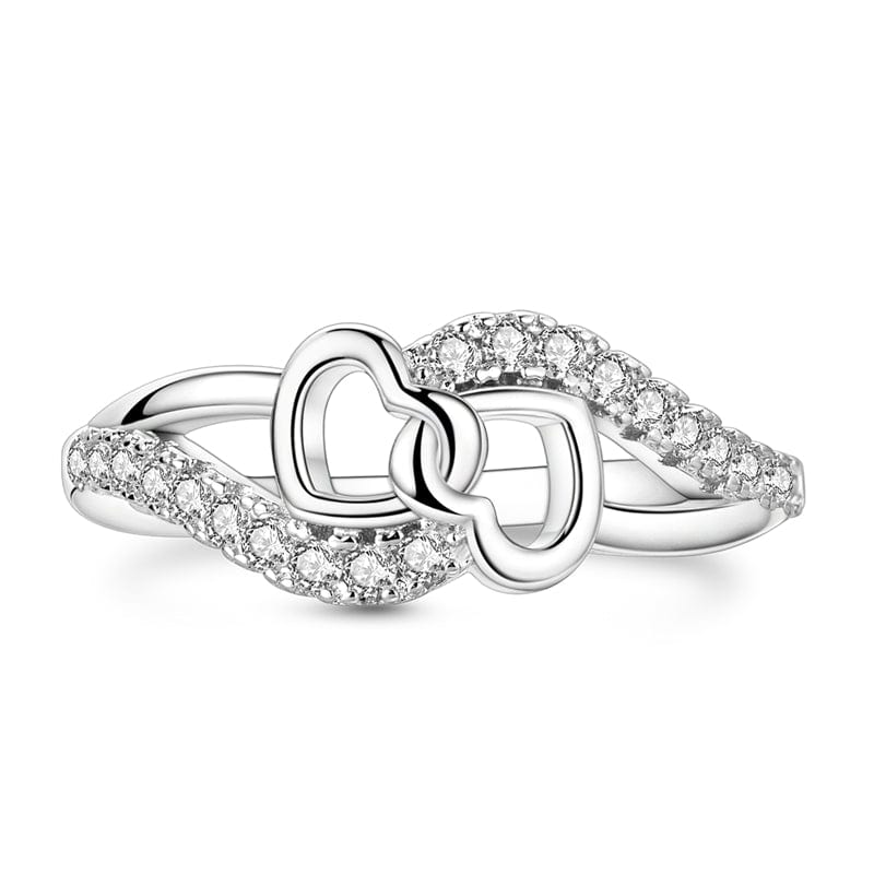 Pangama Jewelry Ring Two Intertwined Hearts Crystal Ring