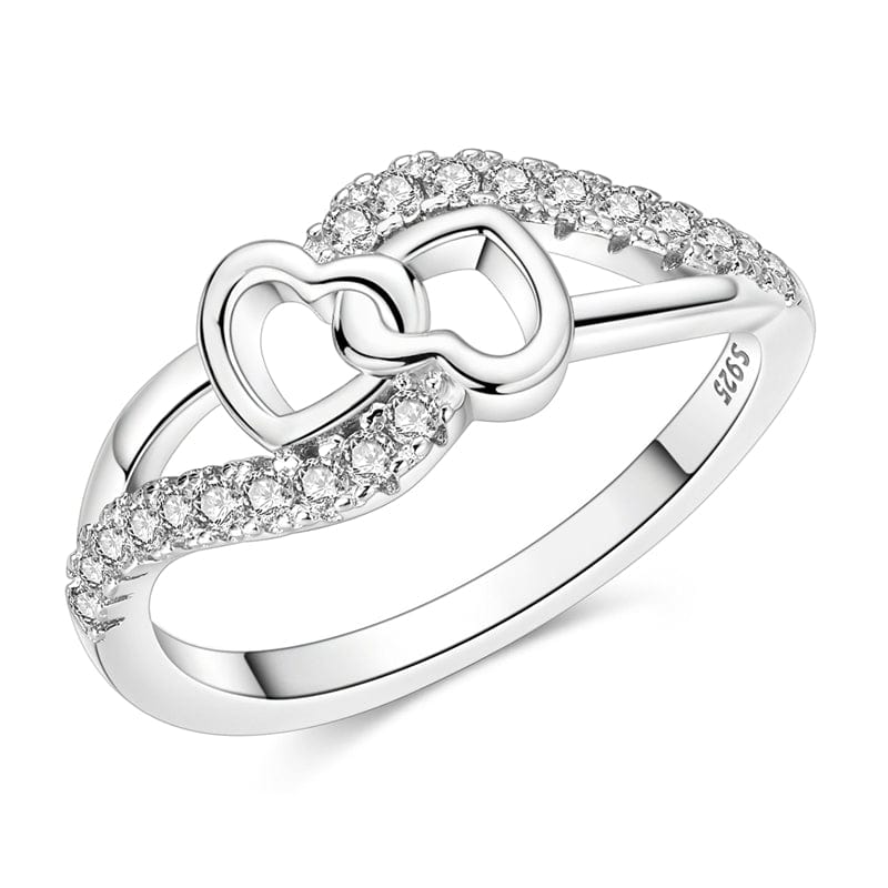 Pangama Jewelry Ring Two Intertwined Hearts Crystal Ring