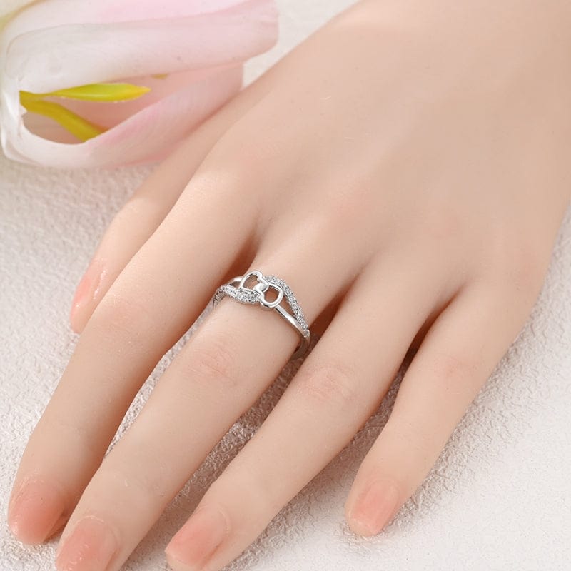 Pangama Jewelry Ring Two Intertwined Hearts Crystal Ring