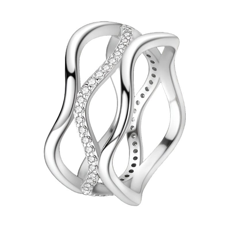 Pangama Jewelry Ring Wave Shaped Silver Ring