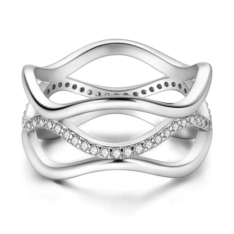 Pangama Jewelry Ring Wave Shaped Silver Ring