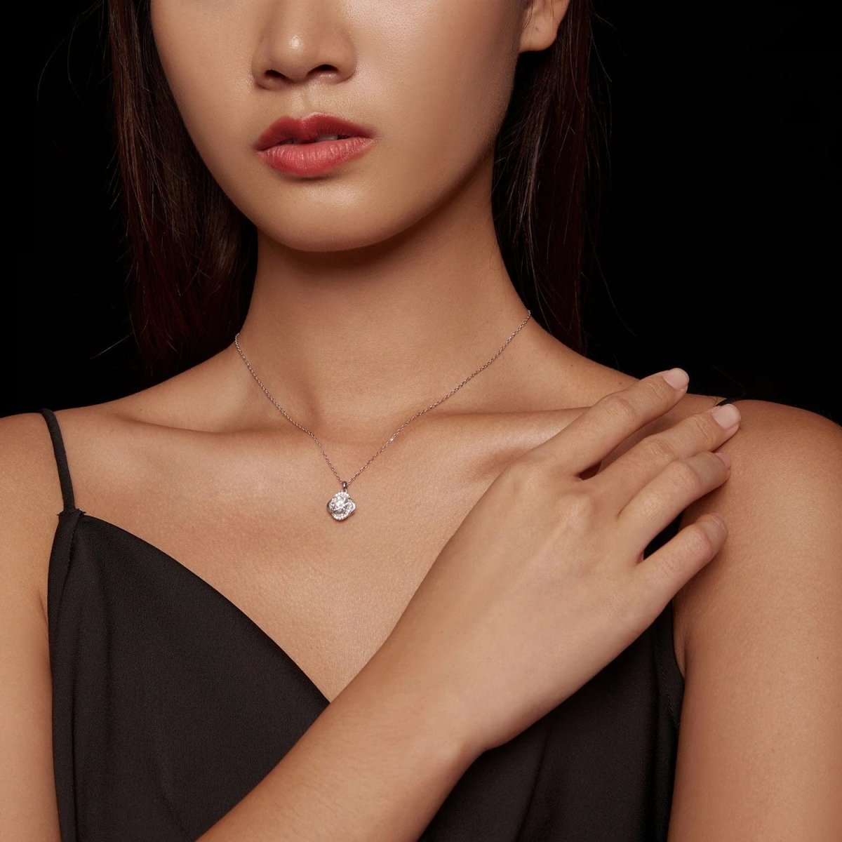 Pangama Jewelry Pangama Moissanite Halo Necklace