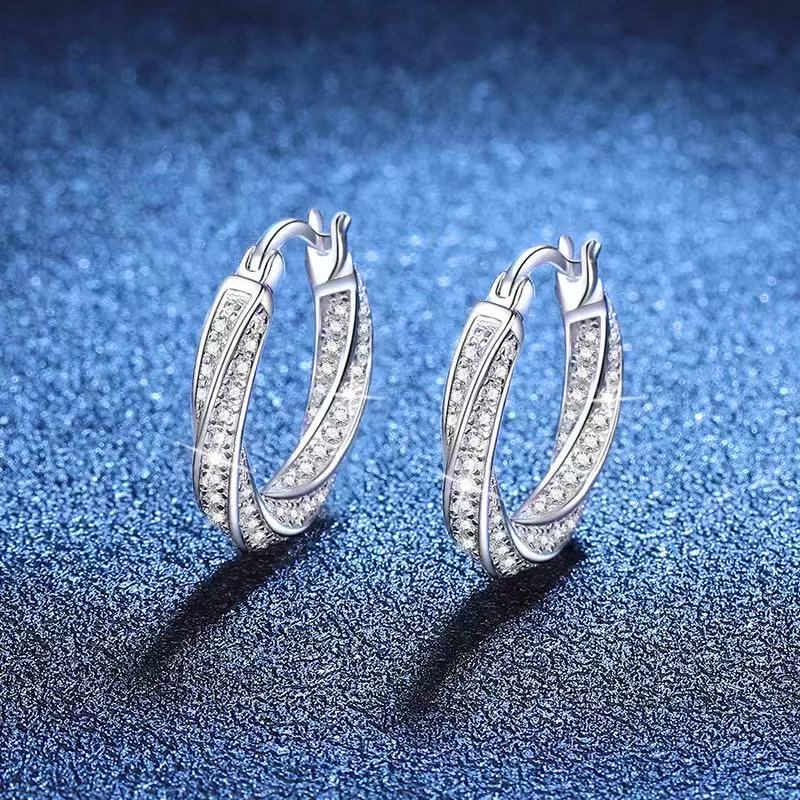 Pangama Jewelry Pangama Twisted Elegance Moissanite Hoop Earrings