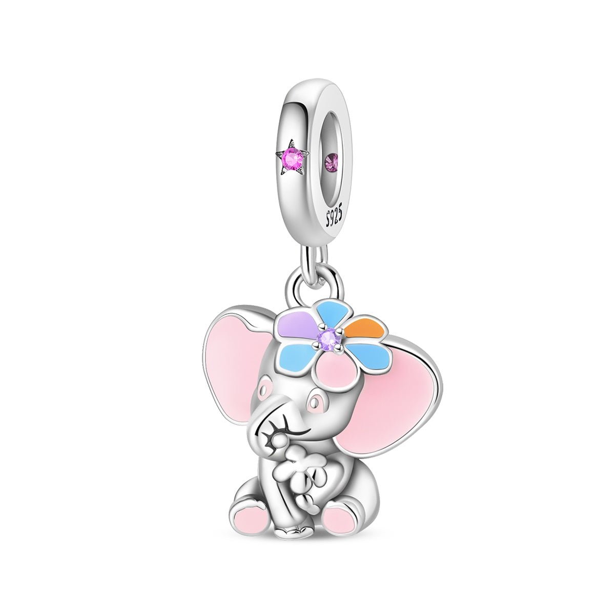 Pangama Jewelry Pastel Flower Elephant Dangle Charm
