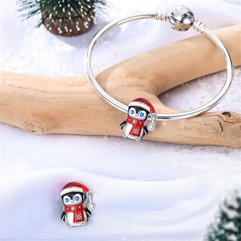 Pangama Jewelry Penguin with Red Scarf & Santa Hat Charm