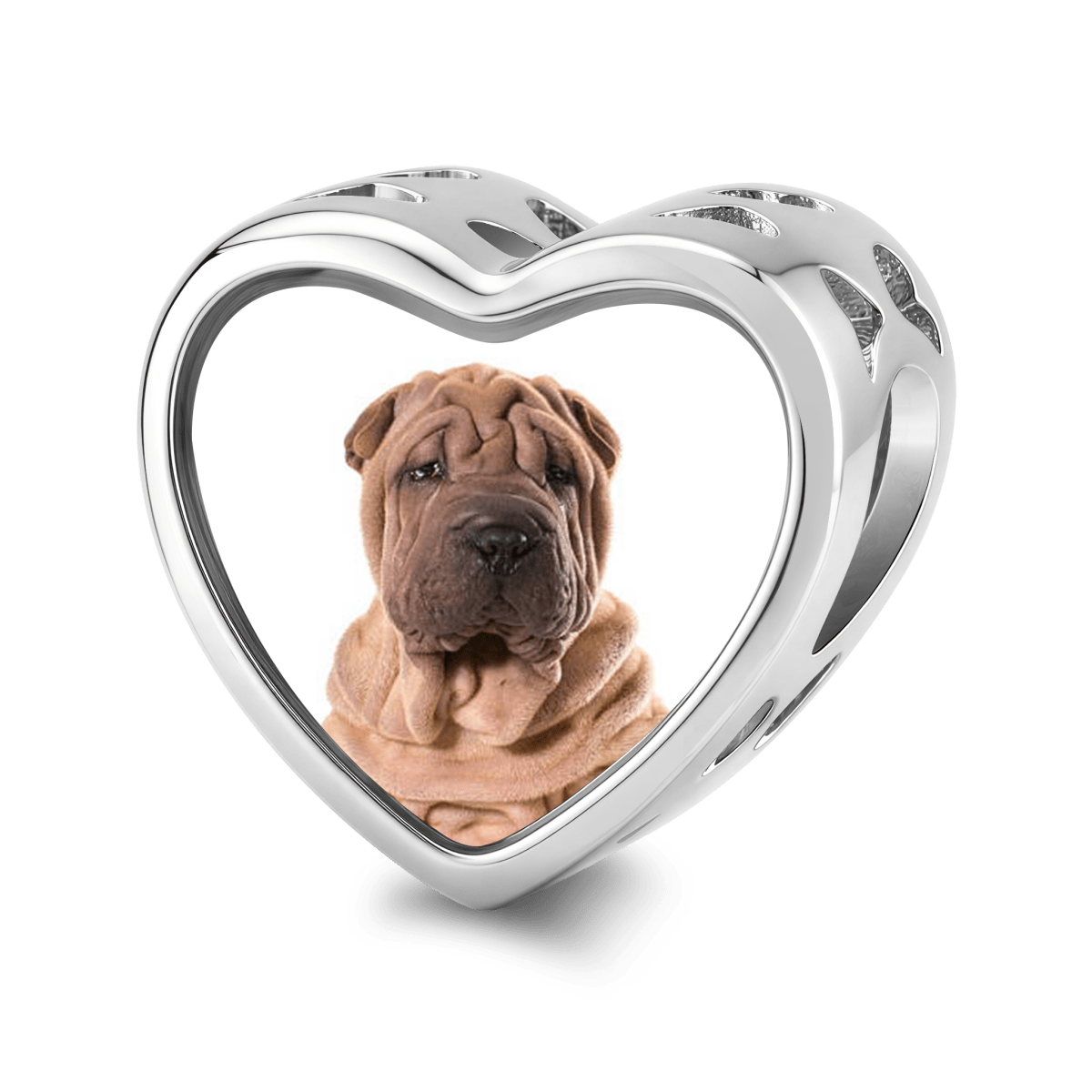 Pangama Jewelry Personalized Pet Photo & Engraved Paw Print Birthstone Heart Charm