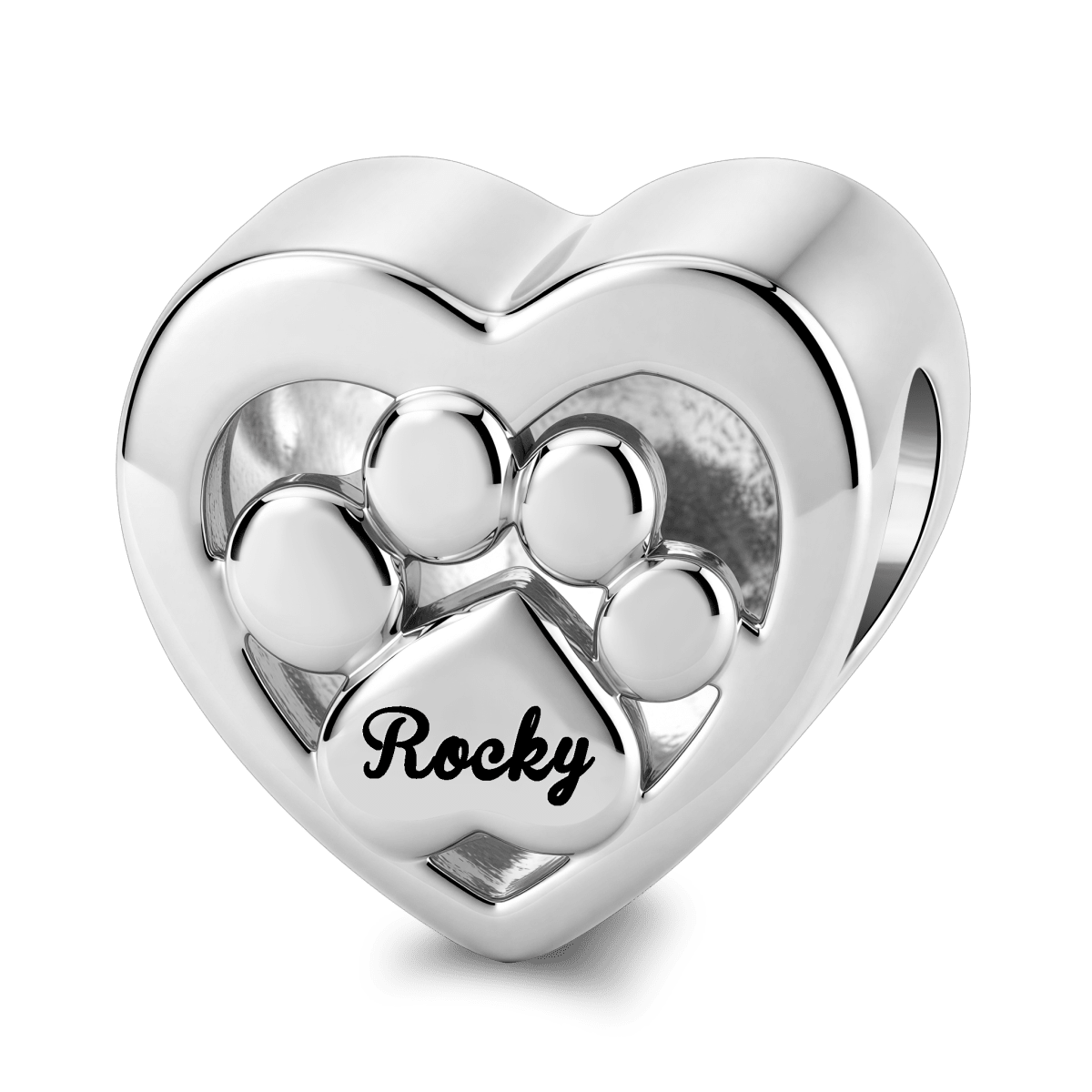 Pangama Jewelry Personalized Pet Photo & Engraved Paw Print Heart Charm