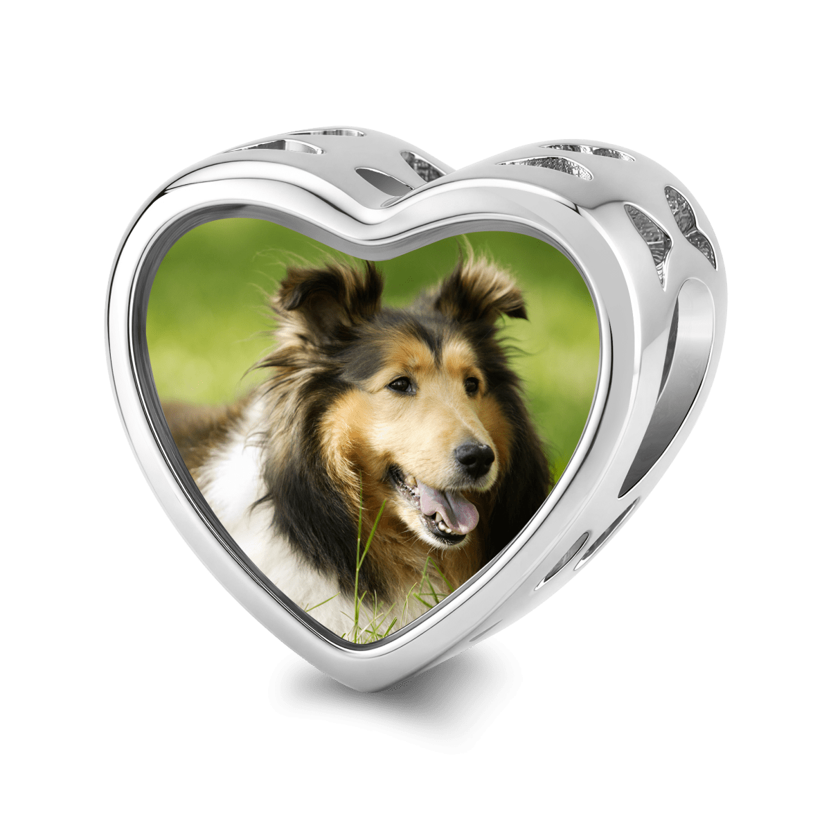 Pangama Jewelry Personalized Pet Photo & Paw Print Heart Charm