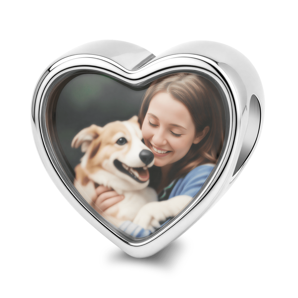 Pangama Jewelry Personalized Pet Photo & Paw Print Love Heart Charm