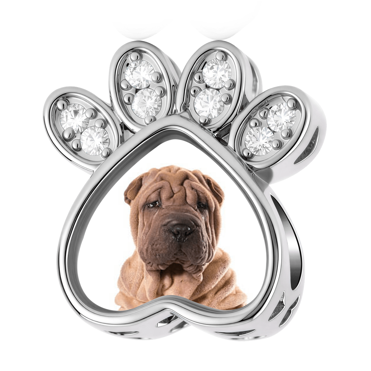 Pangama Jewelry Personalized Pet Photo & Paw Prints Heart Charm