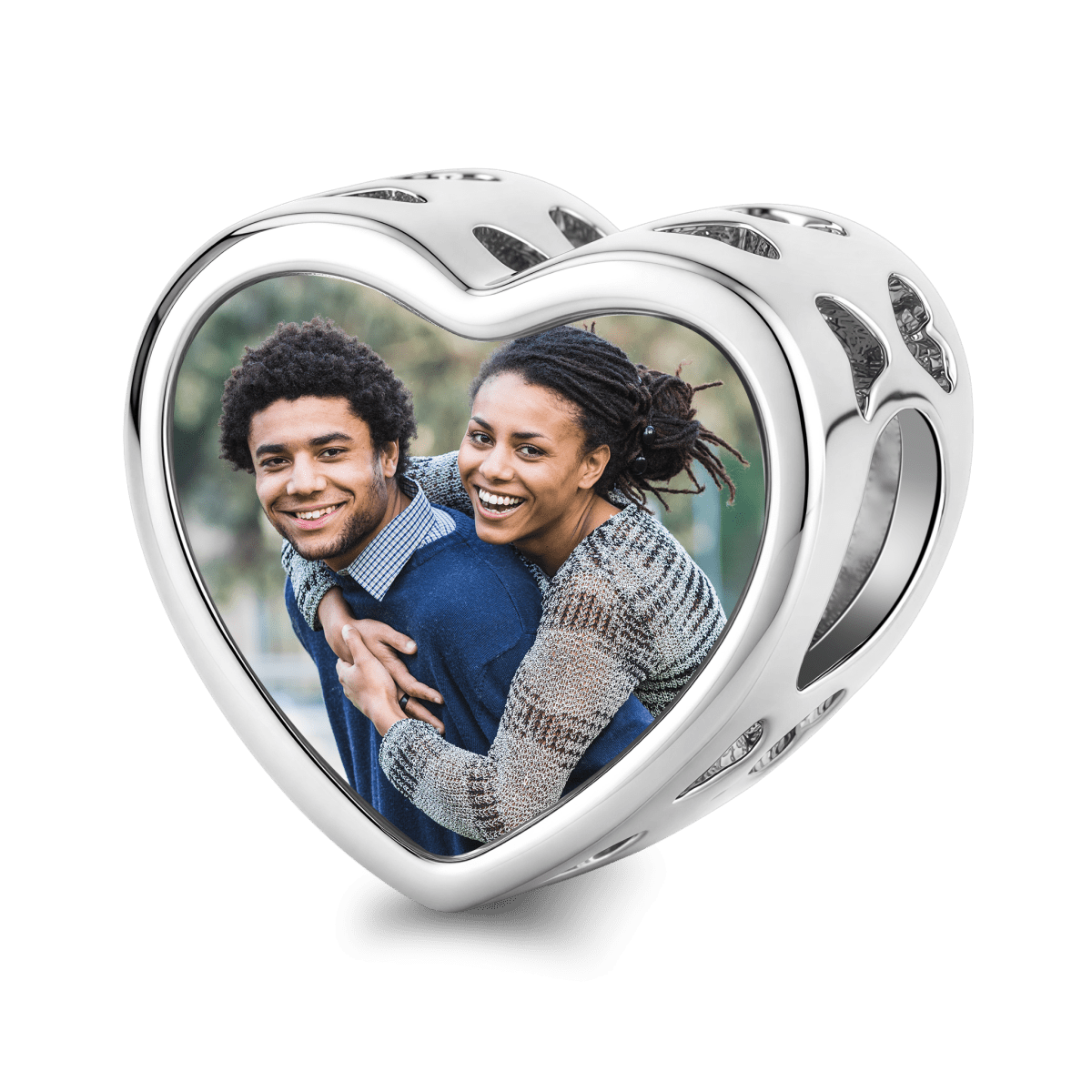 Pangama Jewelry Personalized Photo & Engraved Birthstone Heart Charm