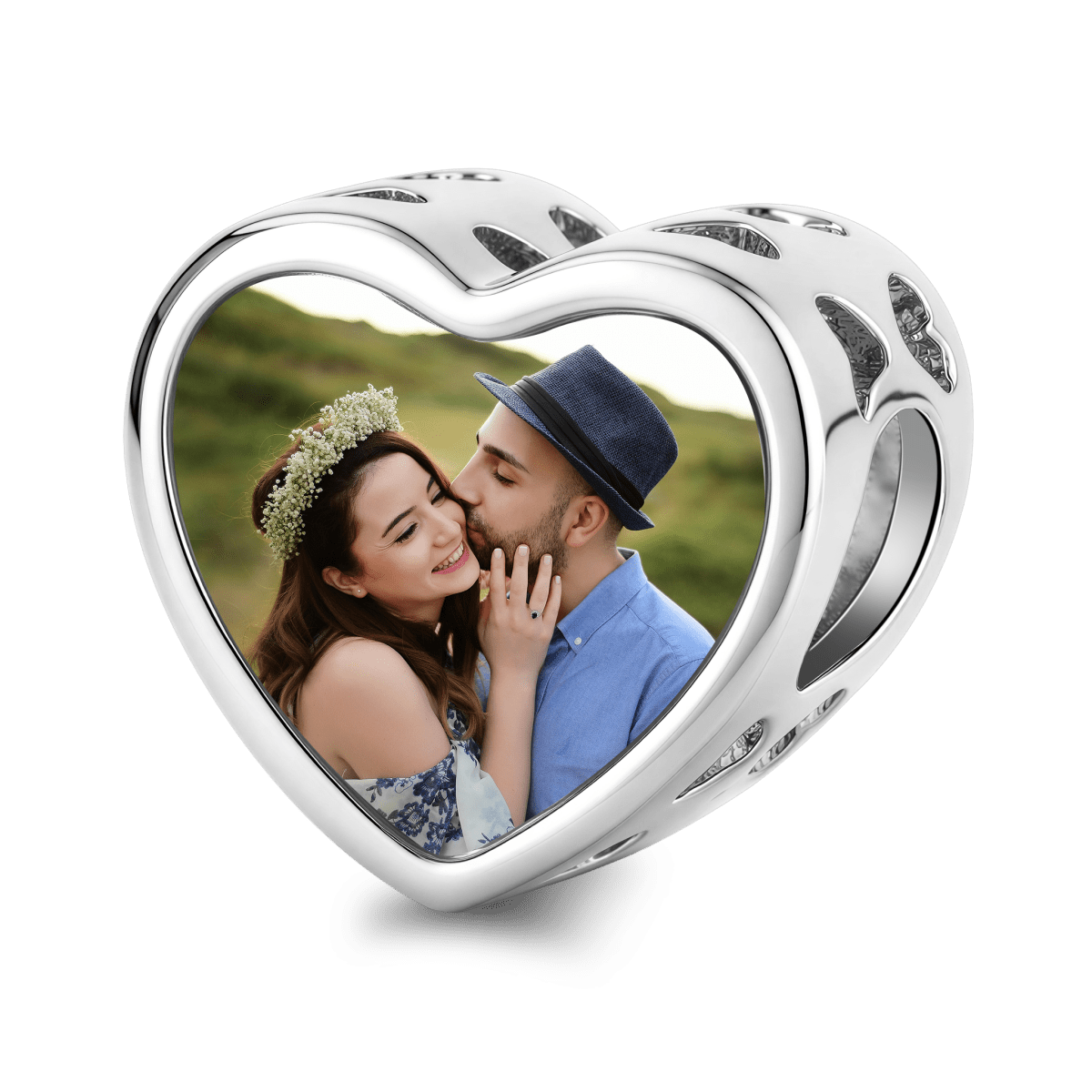 Pangama Jewelry Personalized Photo & Engraved Heart Charm