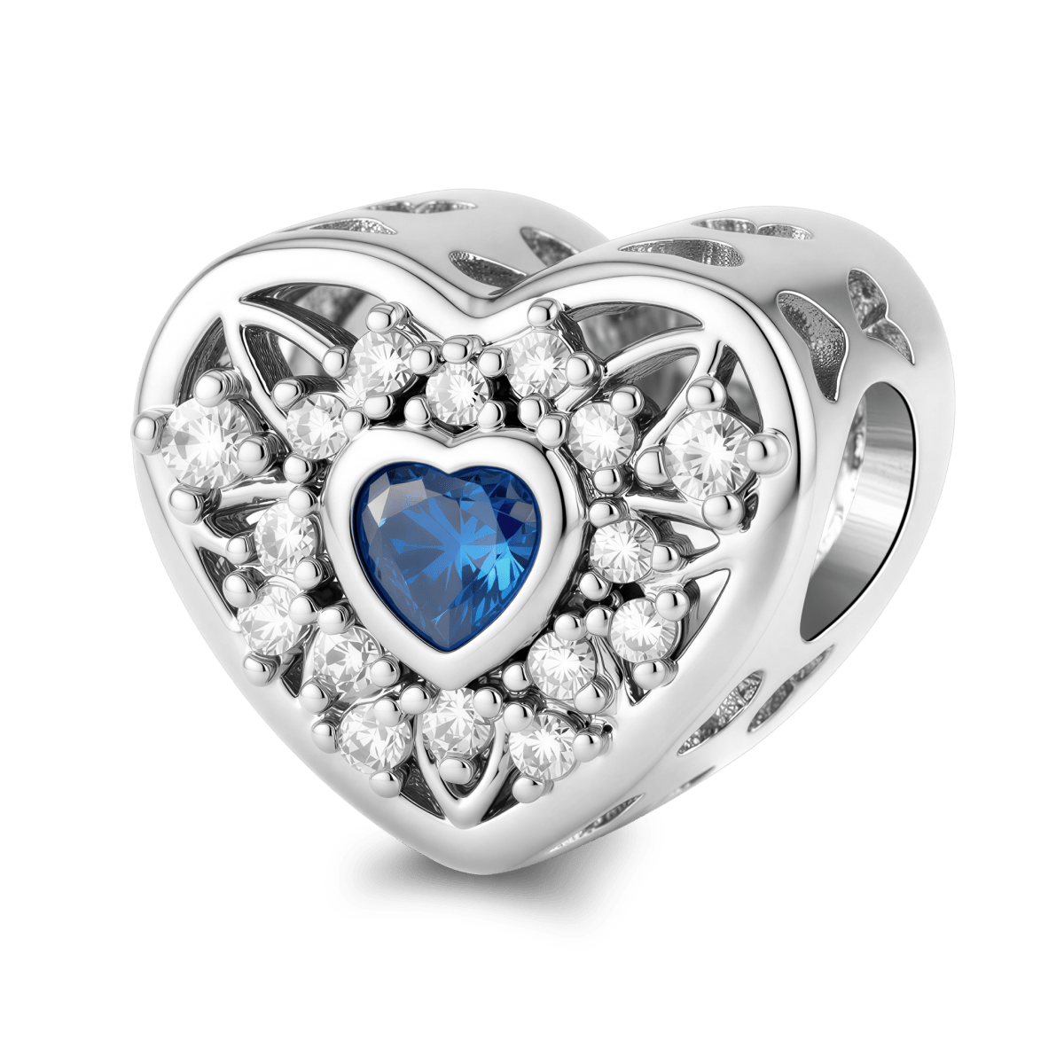 Pangama Jewelry Personalized Photo & Heart Birthstone Halo Charm