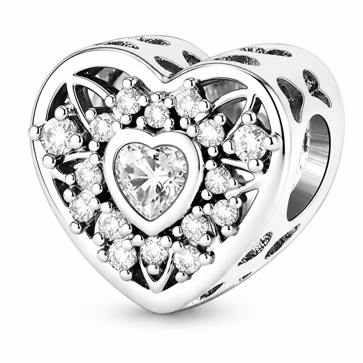 Pangama Jewelry Personalized Photo & Heart Birthstone Halo Charm