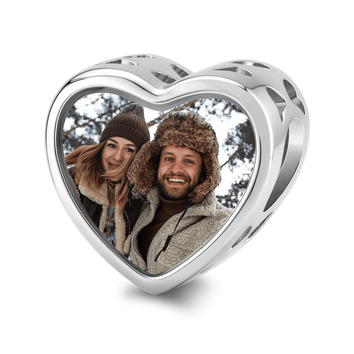 Pangama Jewelry Personalized Photo & Heart Birthstone Halo Charm