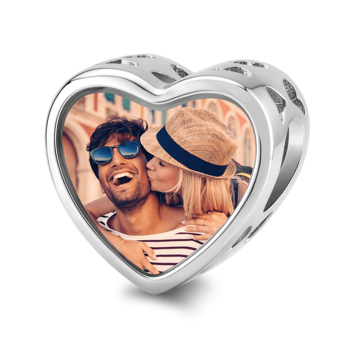 Pangama Jewelry Personalized Photo & Triple Birthstone Heart Charm
