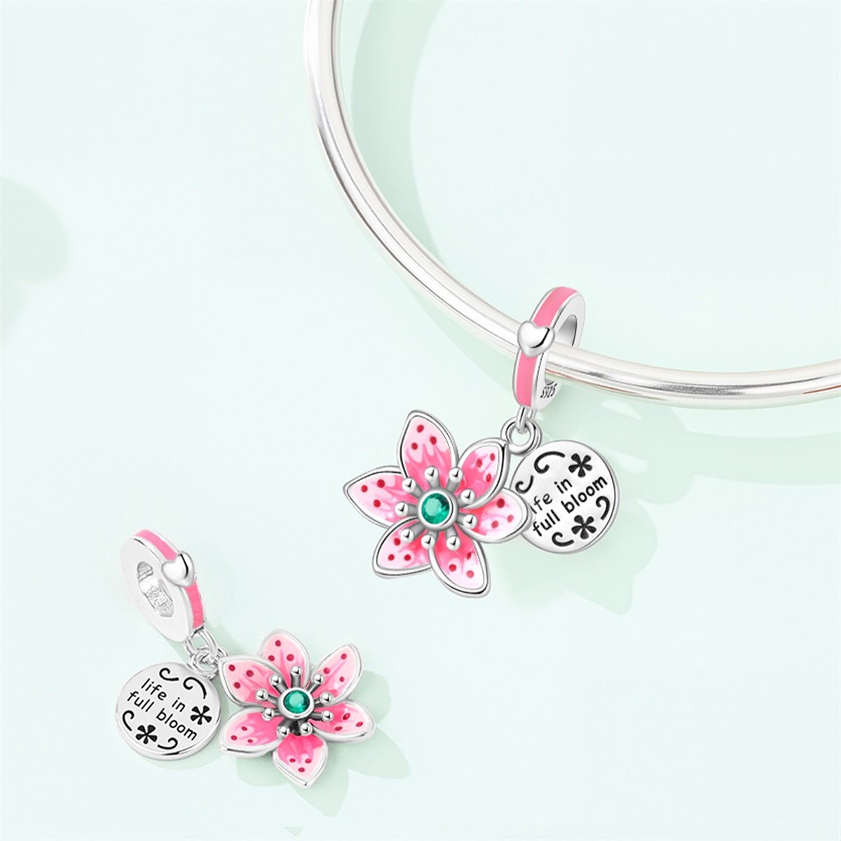 Pangama Jewelry Pink Blossom “Life in Full Bloom” Dangle Charm