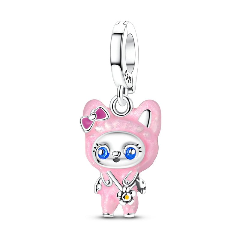 Pangama Jewelry Pink Bunny Costume Girl Dangle Charm