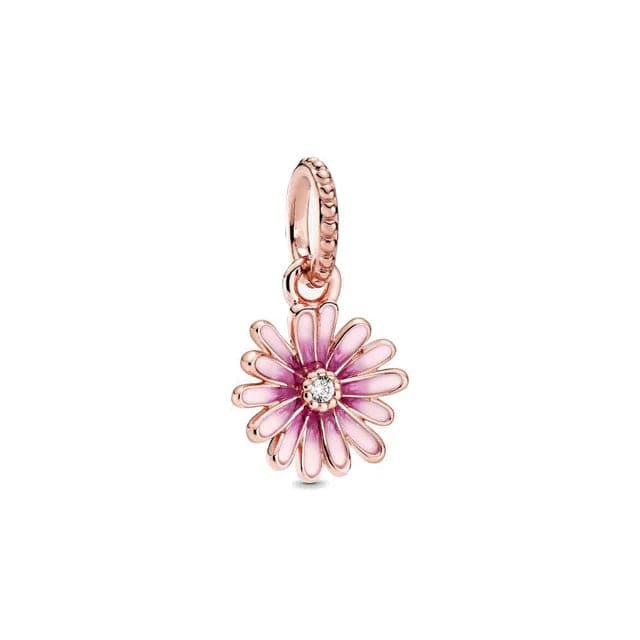 Pink Daisy Flower Dangle Charm