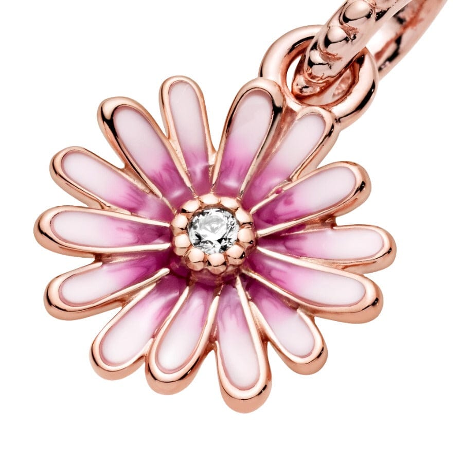 Pink Daisy Flower Dangle Charm