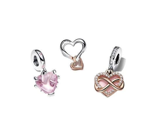 Pink Family Tree and Infinity Heart Charm Set