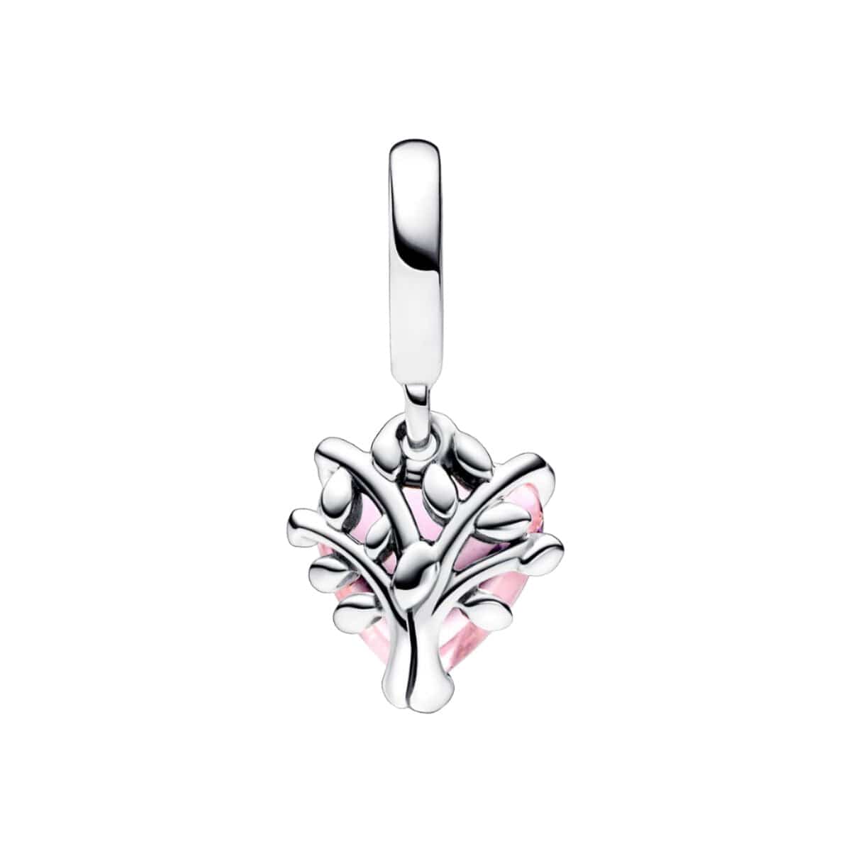 Pink Family Tree & Heart Dangle Charm