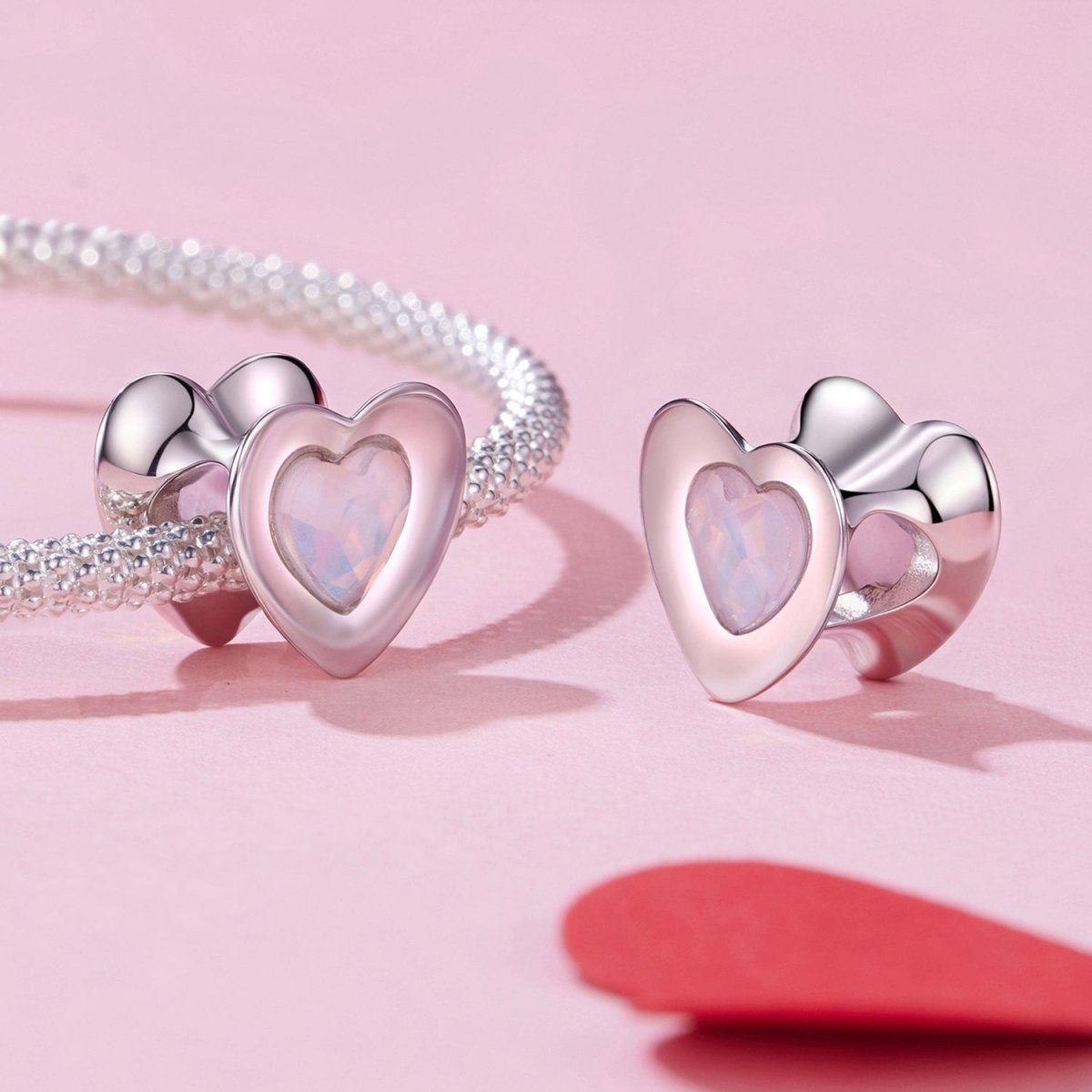 Pangama Jewelry Pink Glow Heart Charm