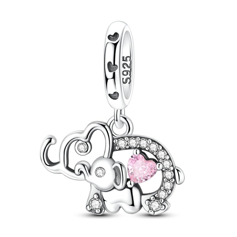 Pangama Jewelry Pink Heart Elephant Dangle Charm