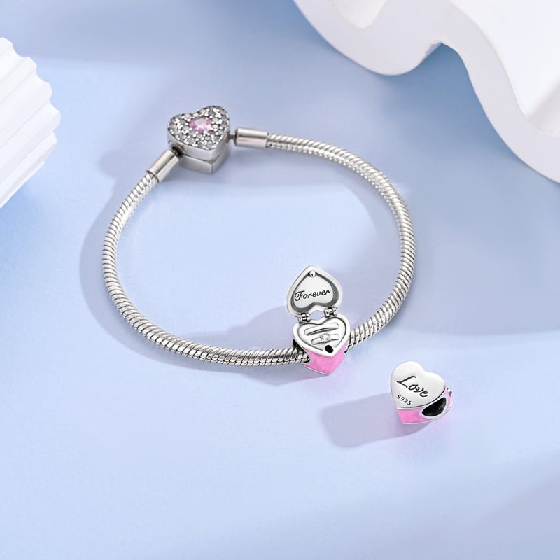 Pangama Jewelry Pink Heart “Forever Love” Locket Charm