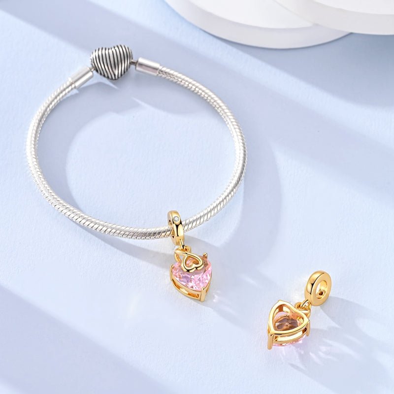 Pangama Jewelry Pink Heart Infinity Dangle Charm