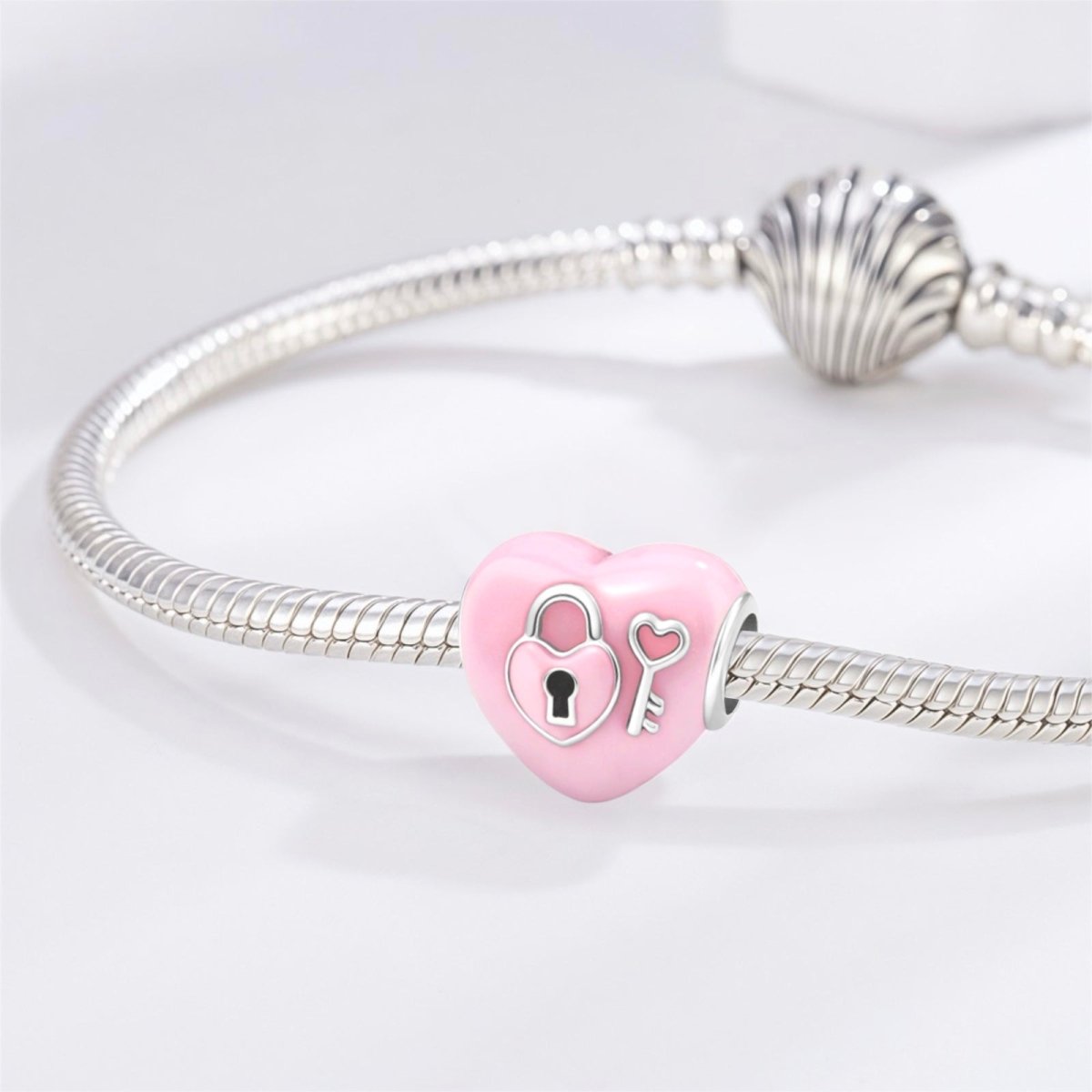 Pangama Jewelry Pink Heart Lock & Key Charm