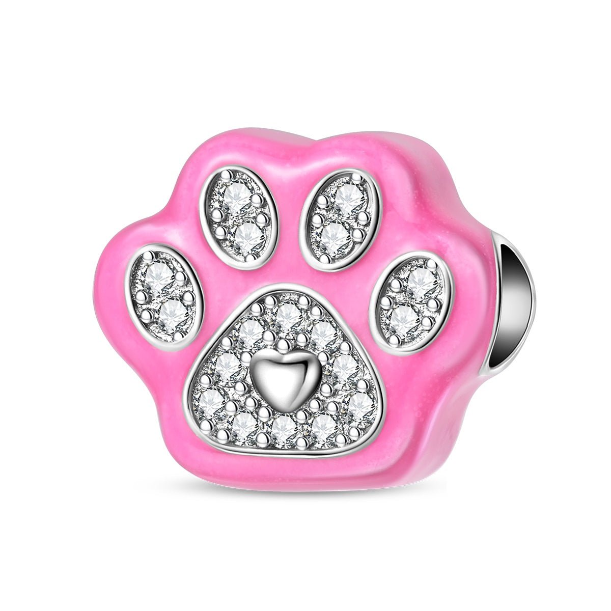 Pangama Jewelry Pink Paw Print Sparkle Charm