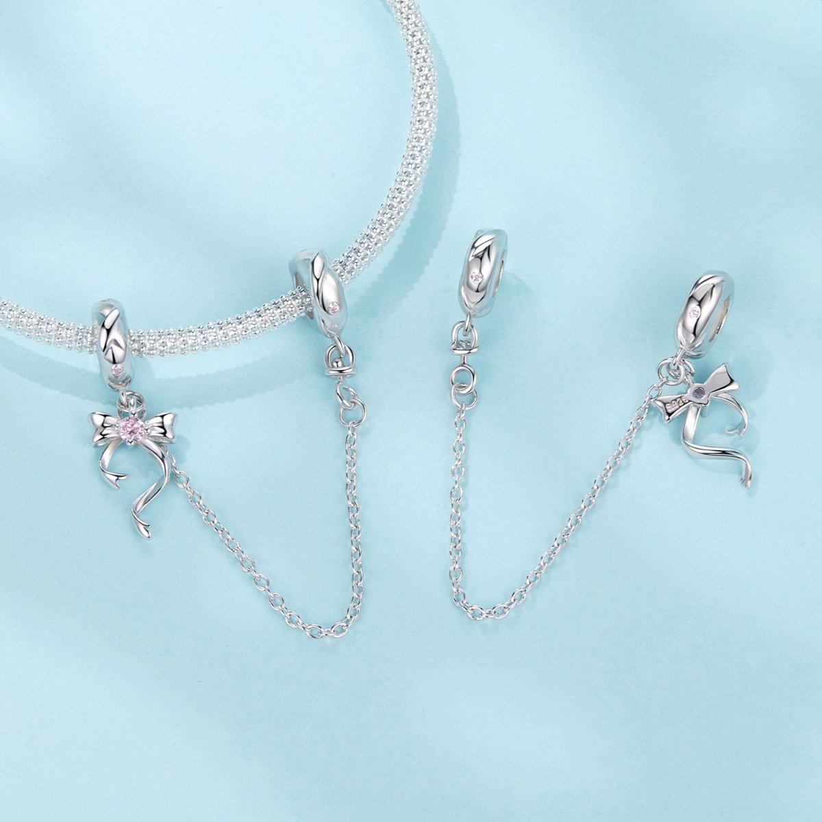 Pangama Jewelry Pink Ribbon Safety Chain Charm