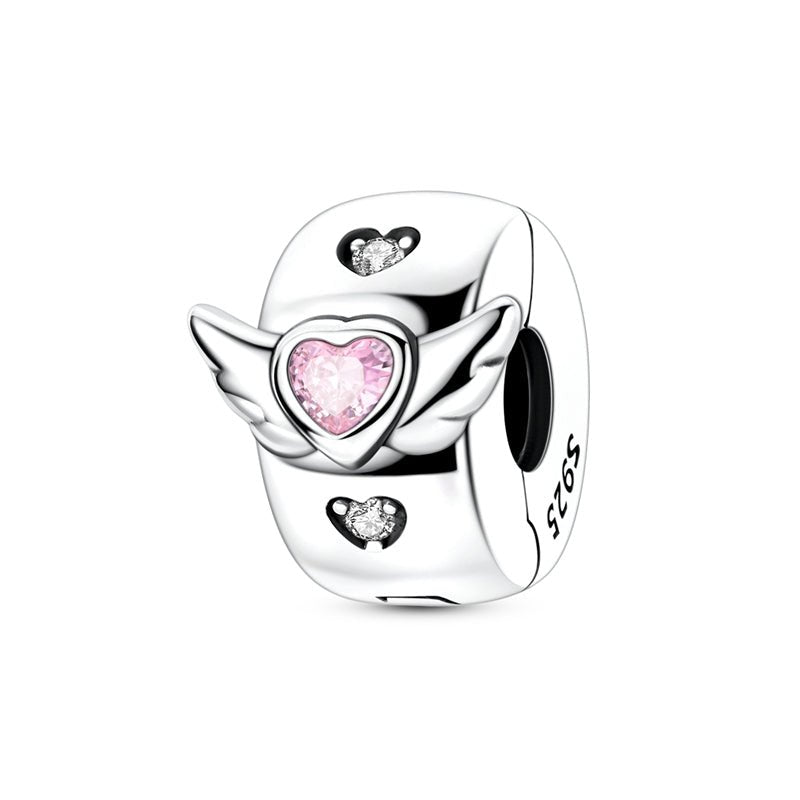 Pangama Jewelry Pink Winged Heart Sparkling Clip Charm