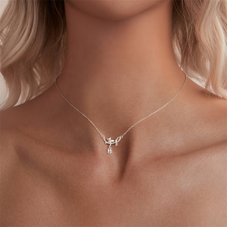 Pangama Jewelry Playful Moonlit Cat Pendant Necklace