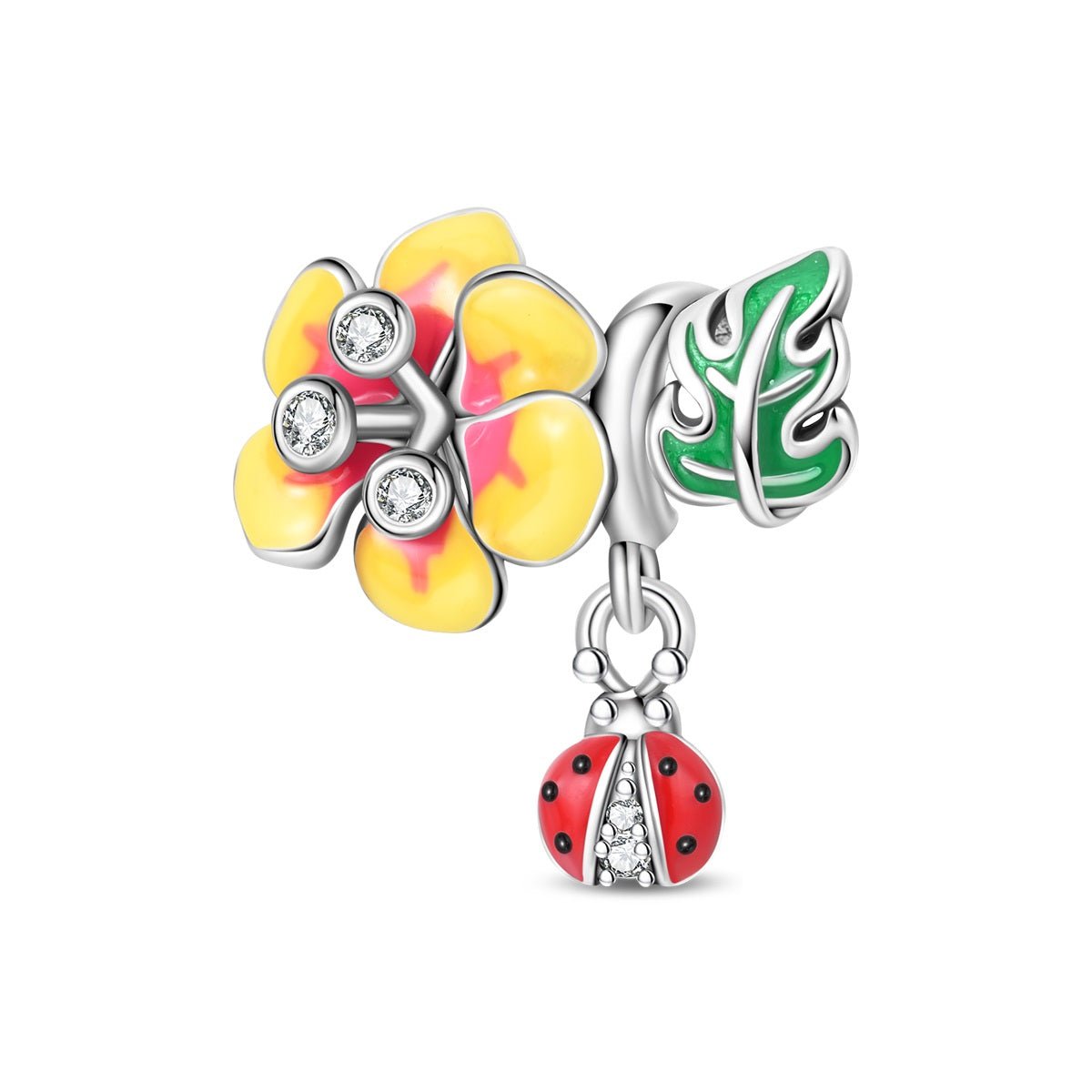 Pangama Jewelry Plumeria Flower, Leaf & Ladybug Charm