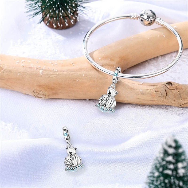 Pangama Jewelry Polar Bear Family on Ice Dangle Charm
