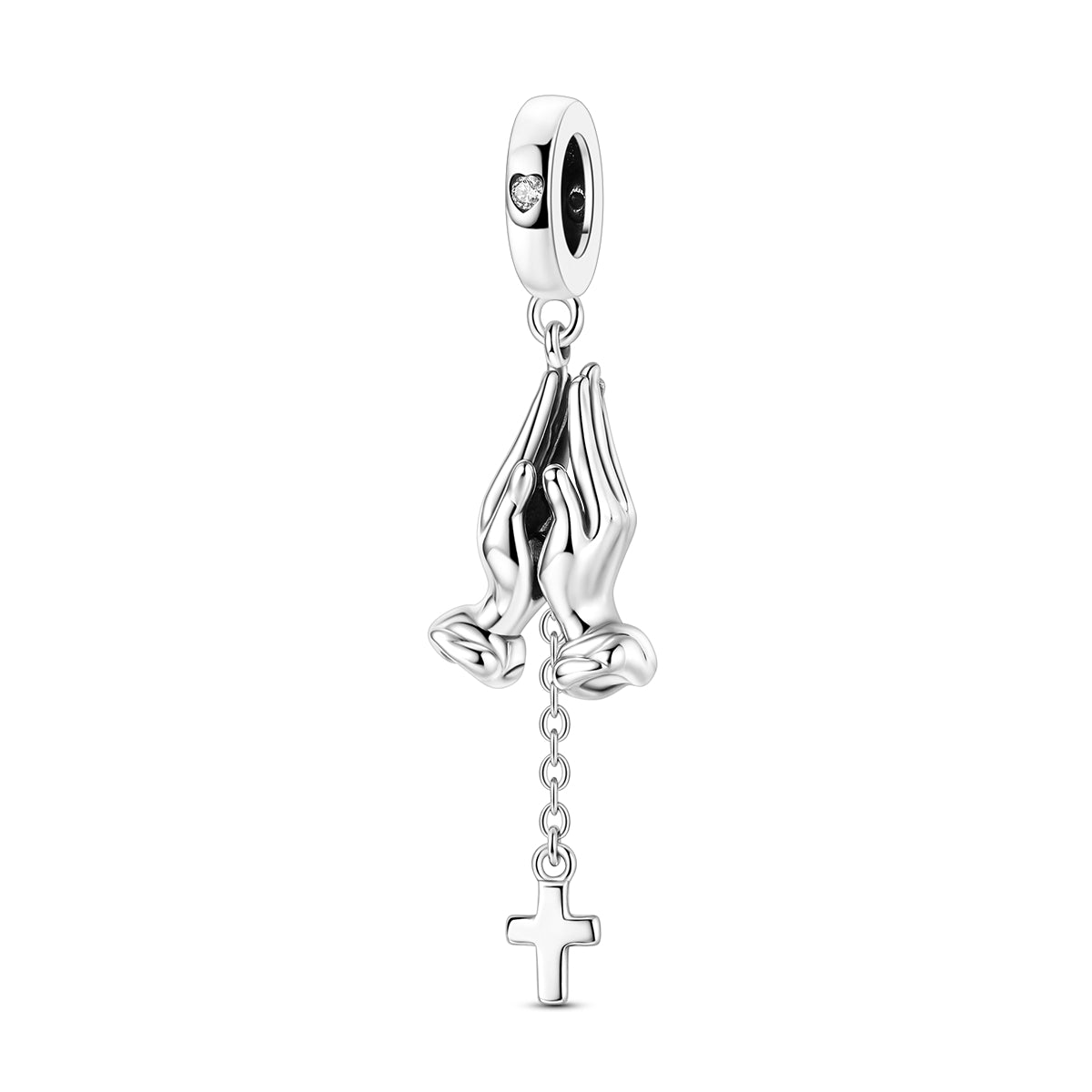 Pangama Jewelry Praying Hands with Cross Dangle Charm